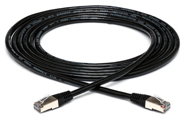 Hosa Cat 6 Slim Ethernet Cable – 10-Pack, 1 Foot, Black (CAT-601S-10PK-BK)