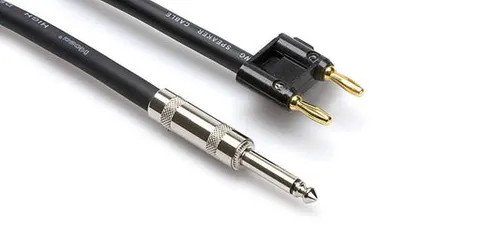 Hosa Technology  SKZ-603BN  Speaker Cable, Hosa 1/4 in TS to Dual Banana, Black Zip, 3 ft