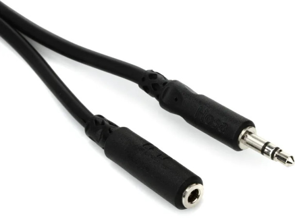 Hosa MHE-125 3.5mm TRS Female to 3.5mm TRS Male Extension Cable - 25 foot