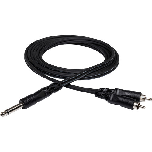 Hosa CYR-103 Y Cable - 1/4-inch TS Male to Dual RCA Male - 3 meter