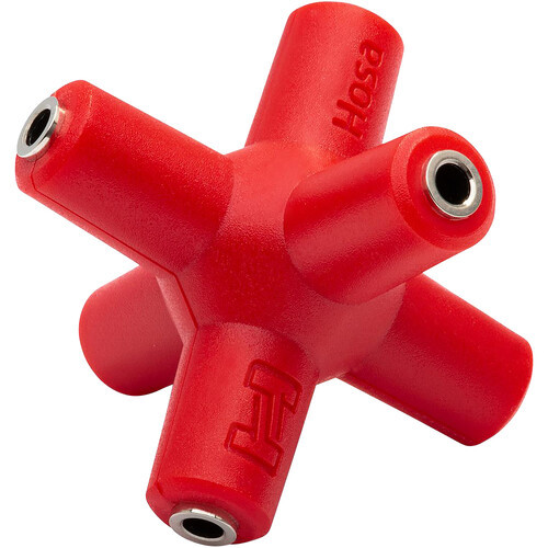 Hosa GMM-105 Knucklebones Signal Splitter - 3.5 mm x 6 Output Distribution Hub - Red