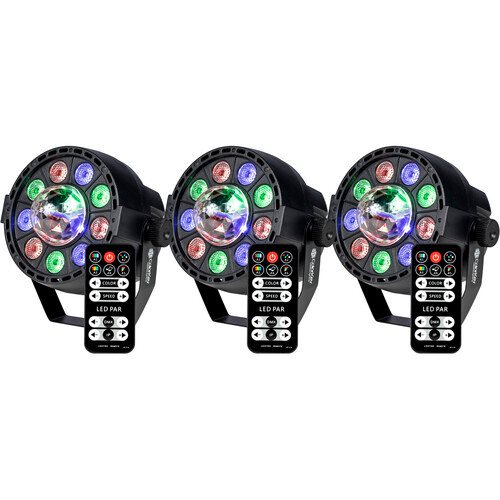ColorKey, CKU-1083, PartyLight FX 3-Pack LED Lighting Effect Bundle for Stage and Party Use
