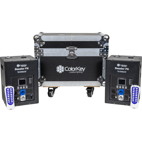 ColorKey, CKU-7712, Dazzler FX MKII 2-Pack Bundle with Road Case Black Cold Spark Machine System for Professional Event and Stage Effects