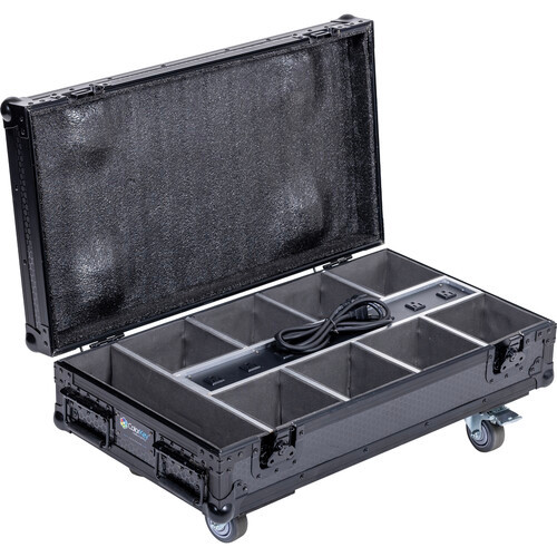 ColorKey, CKU-9029, 8-Piece Charging Road Case for MobilePar Mini HEX 4 MKII Lighting Fixtures with Integrated Charging System for Professional Event Transport and Storage