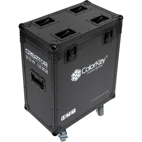 ColorKey, CKU-9060, 2-Piece Creator BSW 1200 Flight Case with Casters All Black for Moving Head Lighting Fixtures for Professional Transport and Event Use