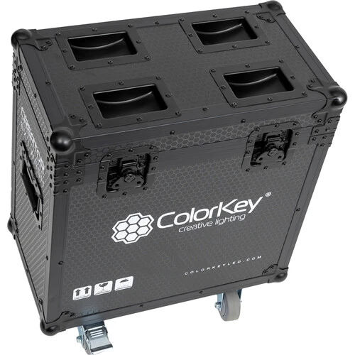 ColorKey, CKU-9063, 2-Piece Creator BX7 Wash Flight Case with Casters All Black for Moving Head Lighting Fixtures for Professional Transport and Event Use