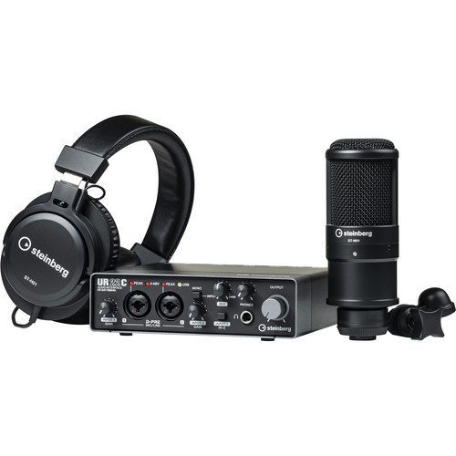 Yamaha Steinberg UR22C Recording Pack with 2x2 USB Gen 3.1 Audio Interface, Headphones & Studio Mic