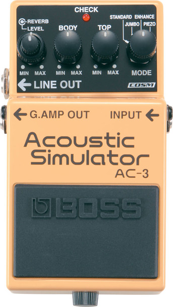 BOSS AC-3 Acoustic Simulator Pedal with COSM Acoustic Modeling, Built-In Reverb, and Dual Outputs for Electric Guitar Performance, Recording, and Live Sound Applications (AC-3)