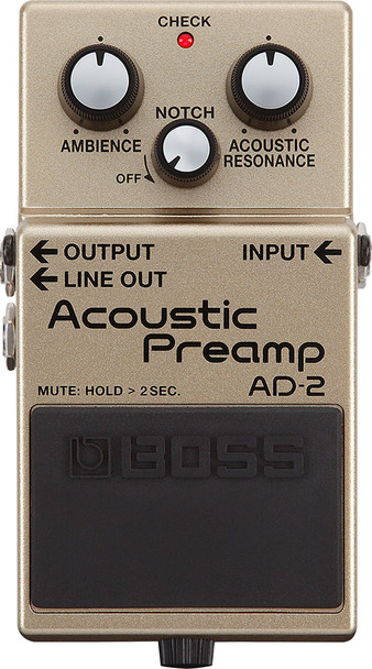 BOSS AD-2 Acoustic Preamp Pedal with Acoustic Resonance, Ambience Reverb, Notch Filter, DI Output, and Feedback Control for Acoustic-Electric Guitar Performance (AD-2)