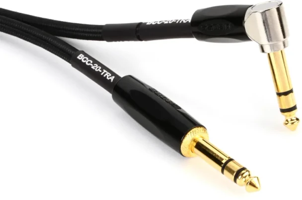 BOSS BCC-20-TRTRA 20ft/6m TRS Straight to Angled Connecting Cable with 24K Gold-Plated Connectors and Oxygen-Free Copper Core for Pedals, Footswitches, and Stompboxes (BCC-20-TRTRA)