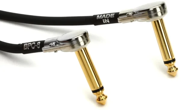 BOSS BPC-8 8-Inch/20cm Space-Saving Pancake Patch Cable with Right-Angle 1/4-Inch Connectors, 24K Gold-Plated Contacts, and Oxygen-Free Copper Core (BPC-8)