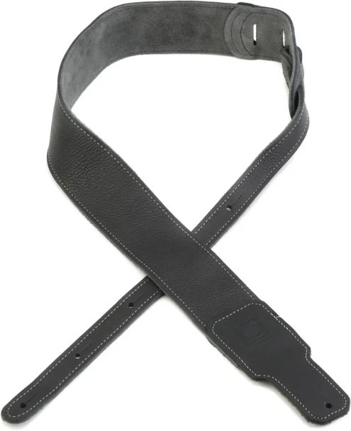 Roland BSL-25-BLK 2.5-Inch Black Premium Leather Guitar Strap with Adjustable 39–55-Inch Length, White Stitching, and Debossed Logo for Acoustic, Electric, and Bass Guitars (BSL-25-BLK)