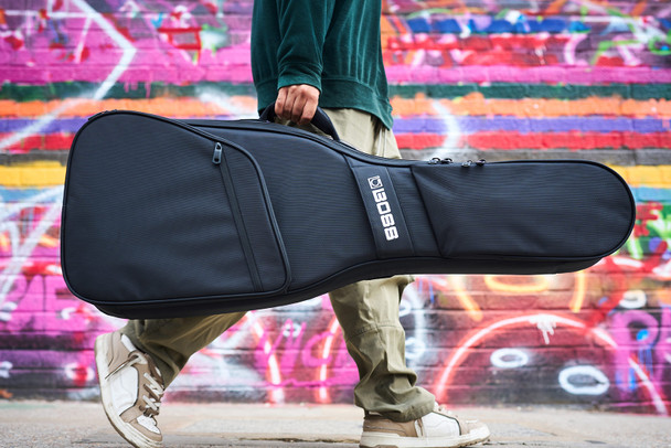 BOSS CB-EG25 Electric Guitar Gig Bag, Semi-Rigid 1680D Polyester Carrying Case with Impact Panels, Thick Padding, Velvet Interior and Expanded Accessory Storage (CB-EG25)