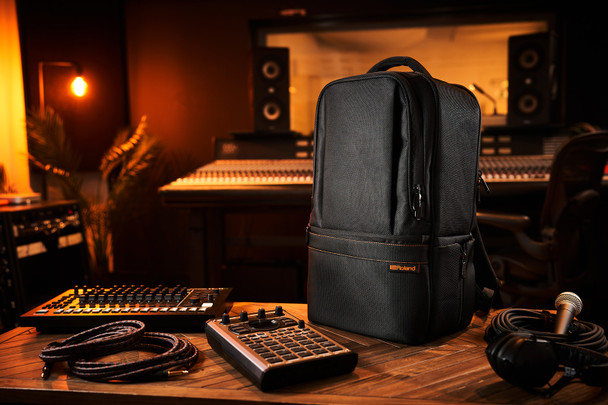 ROLAND CB-RU10 Utility Backpack for Electronic Music Gear, 1680D Polyester Carrying Bag with Padded Compartments, Laptop/Tablet Pocket and Multiple Accessory Storage Areas (CB-RU10)