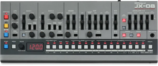 Roland JX-08 Boutique Series Sound Module – JX-8P Analog-Digital Recreation, 143 Presets, 17 Effects, 2-Part Sequencer, Arpeggiator, USB-C Audio/MIDI, and Battery Operation (JX-08)