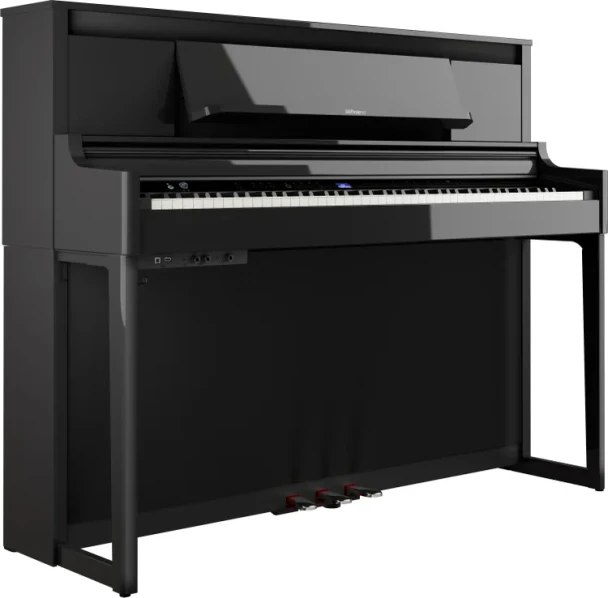 Roland LX-6 Digital Piano in Polished Ebony with Hybrid Grand Keyboard, Piano Reality Modeling, Triple Pedals, 5-Speaker Sound System, Bluetooth, and Matching Stand (LX-6-PE)