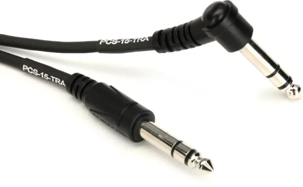 Roland PCS-15-TRA 1/4" TRS Percussion Trigger Cable, Straight-to-Right-Angle, 4.5m (15ft) (PCS-15-TRA)