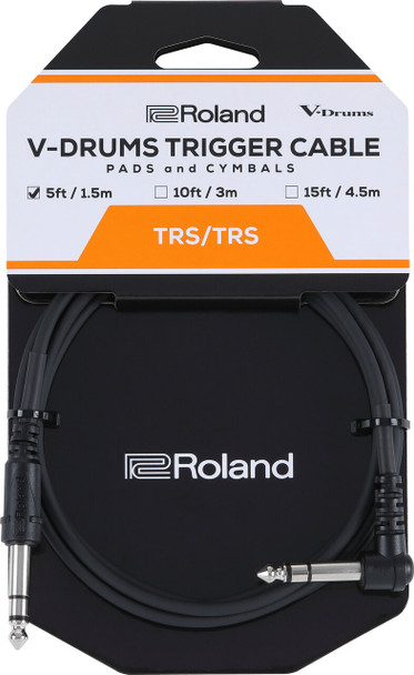 Roland PCS-5-TRA 1/4" TRS Percussion Trigger Cable, Straight-to-Right-Angle, 1.5m (5ft) (PCS-5-TRA)
