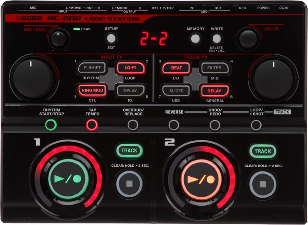 BOSS RC-202 Loop Station Tabletop Looper with Dual Stereo Tracks, Multi-Effects, XLR Mic Input, MIDI, and USB (RC-202)