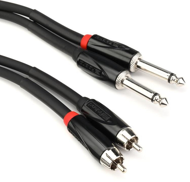 Roland Black Series 5 ft./1.5 m Interconnect Cable, Dual RCA to Dual 1/4" TS (RCC-5-2R28)