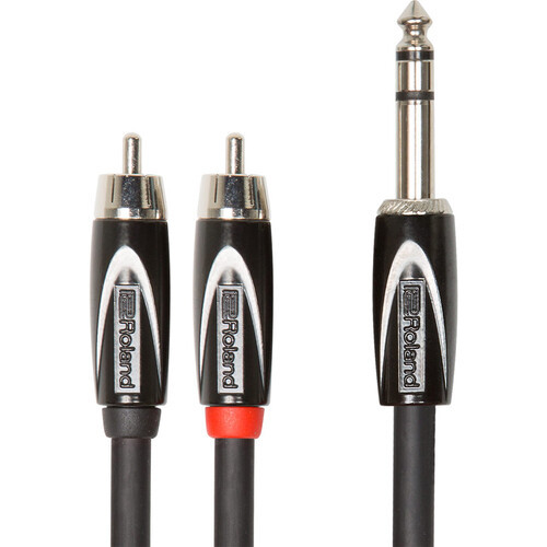 Roland Black Series 5 ft./1.5 m Interconnect Cable, 1/4" TRS to Dual RCA (RCC-5-TR2RV2)