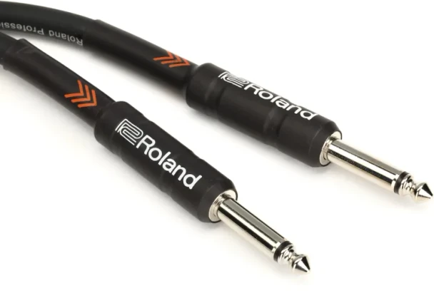 Roland RIC-B20 Black Series 20ft / 6m Instrument Cable, 1/4" TS Male to 1/4" TS Male, Straight Connectors, Oxygen-Free Copper Core (RIC-B20)