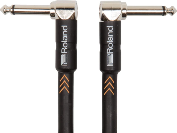 Roland Black Series 6 in./15 cm Instrument Patch Cable, Dual Right-Angle 1/4-Inch TS Connectors, Oxygen-Free Copper, Low Capacitance (RIC-BPC)