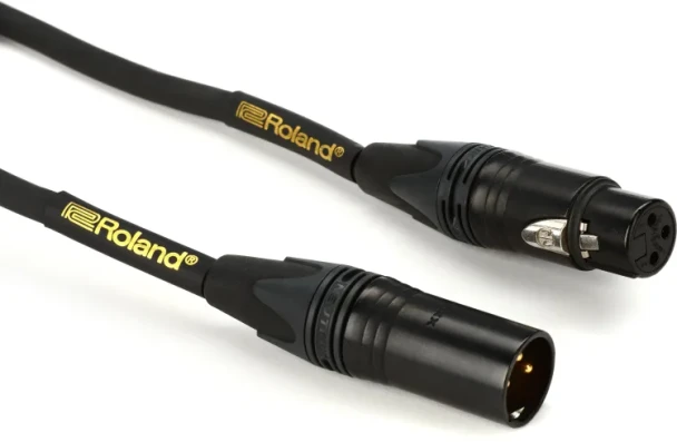 Roland Gold Series 25 ft./7.5 m Microphone Cable, XLRM-XLRF Neutrik Connectors, 24K Gold-Plated Contacts, Oxygen-Free Copper (RMC-G25)