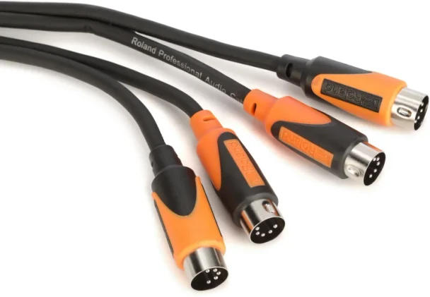 Roland Black Series 5 ft./1.5 m Dual MIDI Cable, Nickel DIN Connectors, 4-Conductor Core (RMIDI-B5-DUAL)