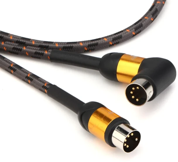 Roland Gold Series 5 ft./1.5 m MIDI Cable, Angled/Straight Connectors, Gold-Plated Contacts, 4-Conductor Configuration (RMIDI-G5A)