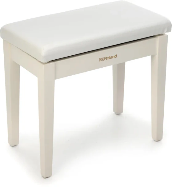 Roland RPB-100 Piano Bench, Fixed Height, Padded Vinyl Seat, Built-In Music Storage Compartment, Solid Wood Construction, Satin White Finish (RPB-100WH-US)