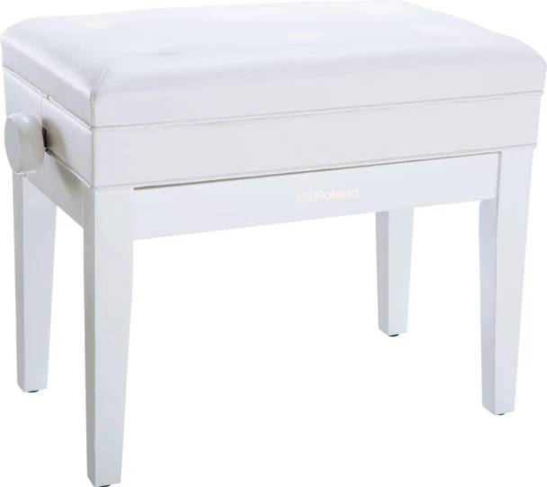 Roland RPB-400 Piano Bench, Height Adjustable, Cushioned Vinyl Seat, Solid Wood Construction, Storage Compartment, Satin White Finish (RPB-400WH-US)