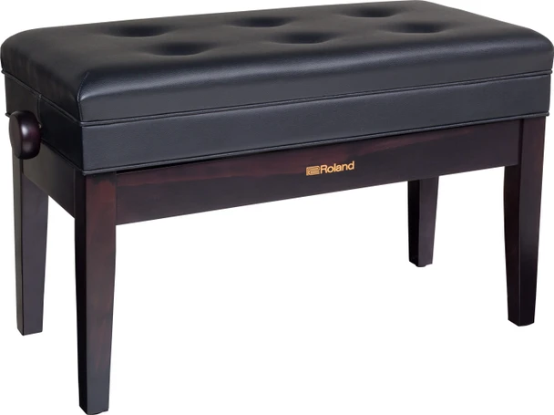 Roland RPB-D400 Piano Bench, Duet Size, Height Adjustable, Wide Cushioned Vinyl Seat, Solid Wood Construction, Storage Compartment, Polished Ebony Finish (RPB-D400PE-US)