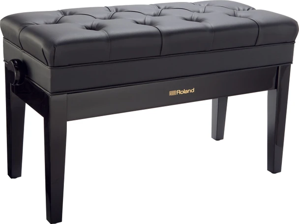 Roland RPB-D500 Piano Bench, Duet Size, Height Adjustable, Wide Cushioned Vinyl Seat, Solid Wood Construction, Music Storage Compartment, Polished Ebony Finish (RPB-D500PE-US)