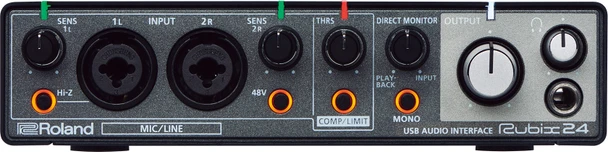 Roland Rubix24 2-In/4-Out USB Audio Interface, 24-bit/192kHz, Dual Mic Preamps, Hardware Compressor/Limiter, Hi-Z, MIDI I/O, Mac/PC/iPad Compatible (RUBIX24)
