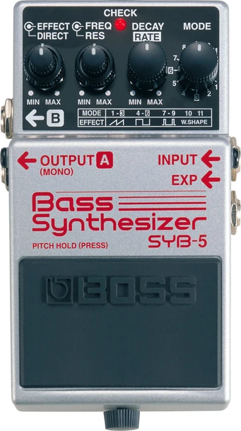 BOSS SYB-5 Bass Synthesizer Pedal with 11 Synth Sounds, Saw/Square/Pulse Waves, Enhanced Wave Shape, Note Hold, and Expression Pedal Control (SYB-5)
