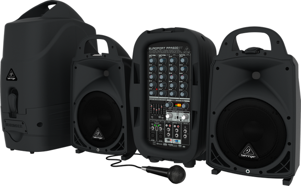 Behringer PPA500BT Ultra-Compact 500-Watt 6-Channel Portable PA System