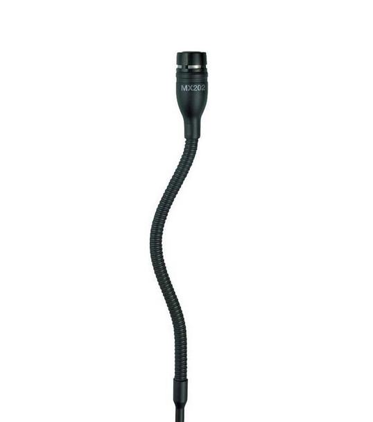 Shure MX202BP/S - Plate Mount Super-Cardioid Hanging Condenser Microphone - Black