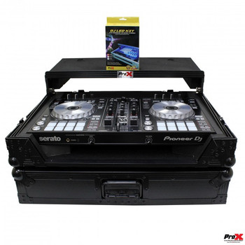 ProX XS-DDJSR2 LTBL LED Fits Pioneer DDJ-SR2 Controller Flight Case w Laptop Shelf Black On Black