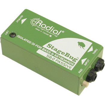 Radial Engineering Compact Passive DI for Bass and Keyboards with stereo-to-mono mix, designed for clean signal conversion and flexible connectivity, (R800 0120)