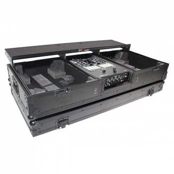 ProX Flight Case For Rane 72 Mixer and 2 Turntables in Battle Mode W-Laptop Shelf and Wheels | Black on Black