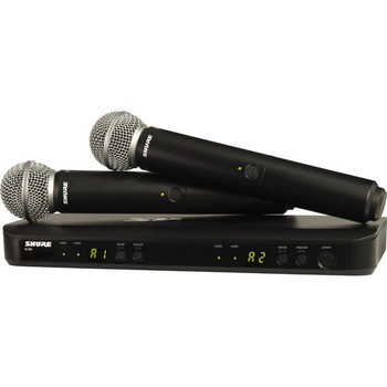 Shure BLX288/SM58-H9 Dual Wireless Vocal System with BLX88 Dual Receiver and Two BLX2 Handheld Transmitters with SM58 Microphones, H9 Band (BLX288/SM58-H9)