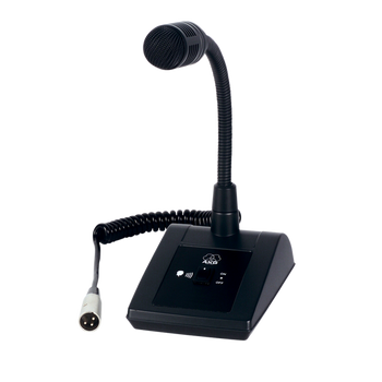 AKG, DST99 S table stand microphone with on/off switch, coiled cable, and 3-pin XLR connector for reliable voice use without phantom power, (6000H51030)