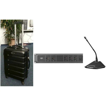 AKG, CS3 trolley system including CS3 BU, CS3 DU 30, and CS3 CU 30 units with integrated trolley for portable conferencing and interpretation system deployment, (6500H00200)