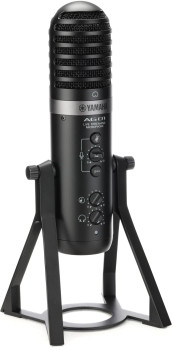 Yamaha Streaming Microphone in Black with built-in mixer and USB audio interface, designed for high-quality recording and streaming, (AG01 B)