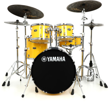 Yamaha Rydeen 5-piece Shell Pack with Snare Drum in Mellow Yellow finish, designed for versatile performance and powerful acoustic sound, (RDP0F5YL)