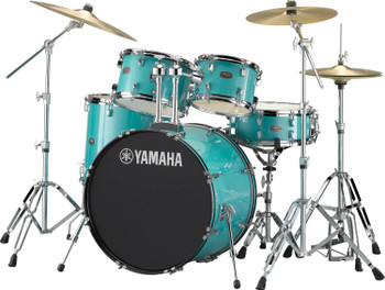 Yamaha Rydeen 5-piece Shell Pack in Turquoise Glitter finish, designed for versatile performance and powerful acoustic sound, (RDP2F5TQC)