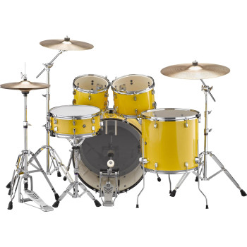 Yamaha Rydeen 5-piece Drum Set in Mellow Yellow finish, designed for versatile performance and powerful acoustic sound, (RDP2F5YL)