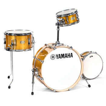 Yamaha Stage Custom Hip 4-piece Shell Pack in Natural Wood finish, designed for compact setups with punchy acoustic sound and versatile performance, (SBP0F4HNW)