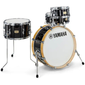 Yamaha Stage Custom Hip 4-piece Shell Pack in Raven Black finish, designed for compact setups with punchy acoustic sound and versatile performance, (SBP0F4HRB)